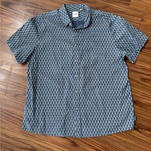 Men's Casual Blue Patterned Button Down Shirt
